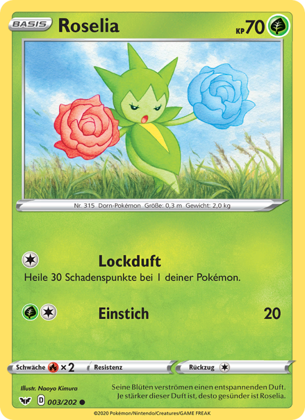 Roselia 3 — Sword & Shield (German Pokémon TCG card)