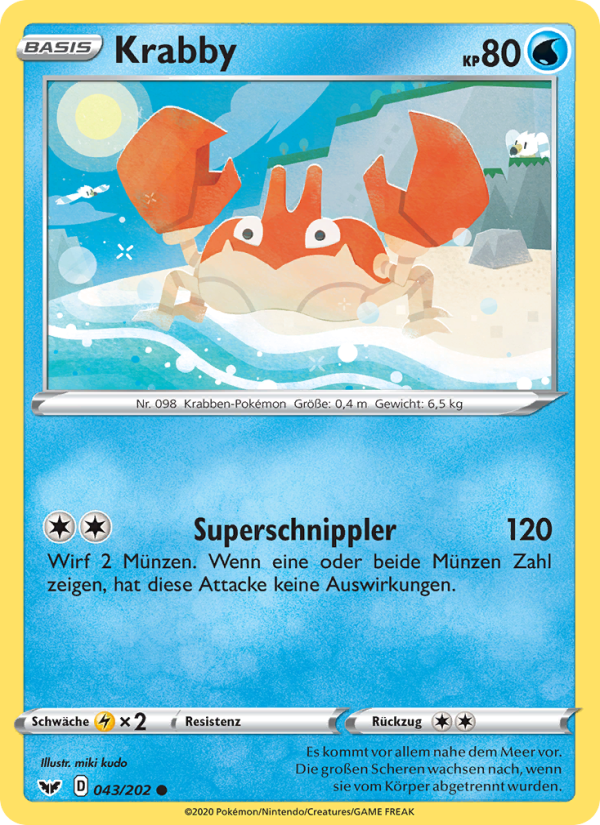 Krabby 43 — Sword & Shield (German Pokémon TCG card)