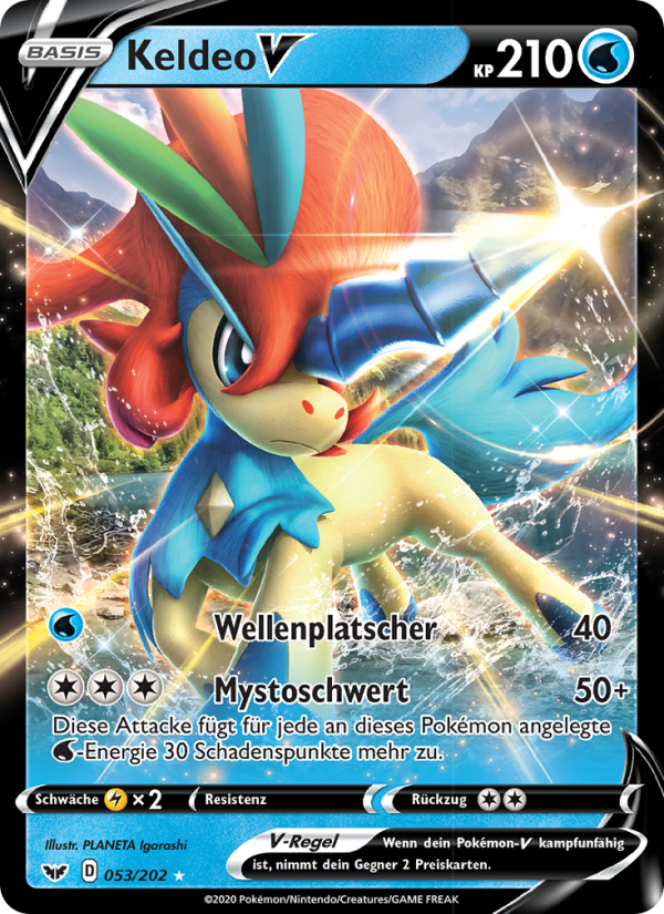 Keldeo V 53 — Sword & Shield (German Pokémon TCG card)