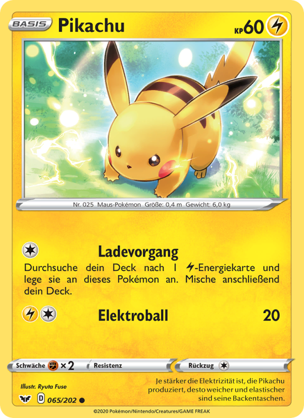 Pikachu 65 — Sword & Shield (German Pokémon TCG card)