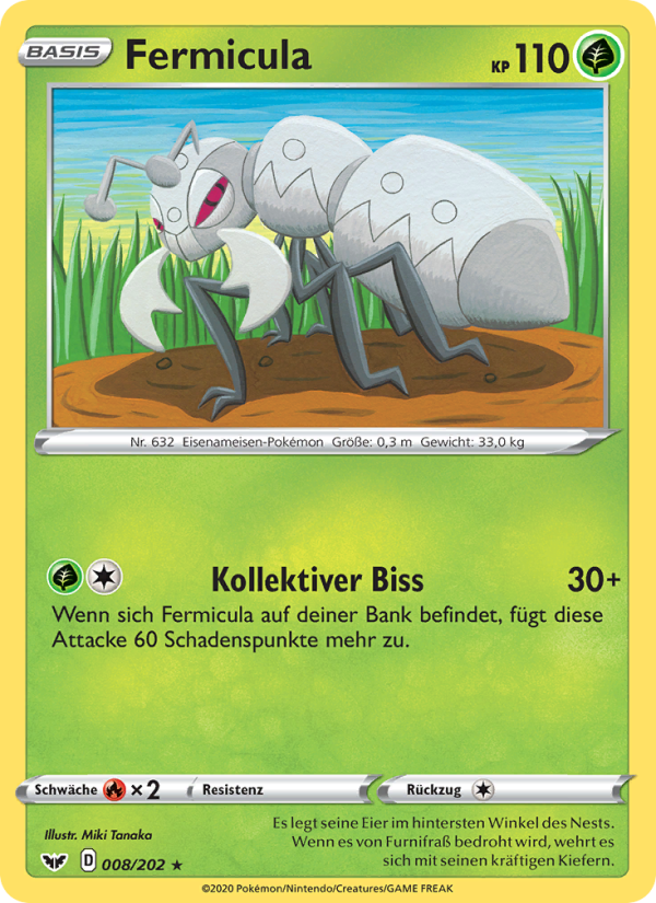 Fermicula 8 — Sword & Shield (German Pokémon TCG card)