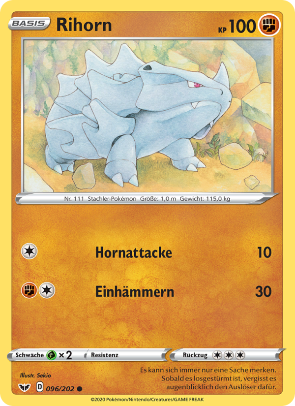 Rihorn 96 — Sword & Shield (German Pokémon TCG card)