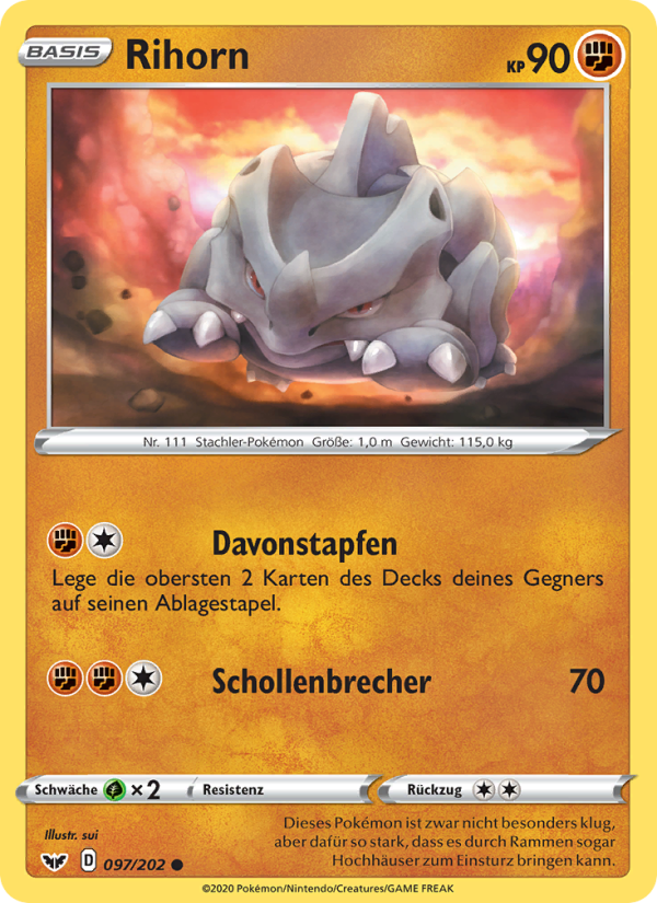 Rihorn 97 — Sword & Shield (German Pokémon TCG card)