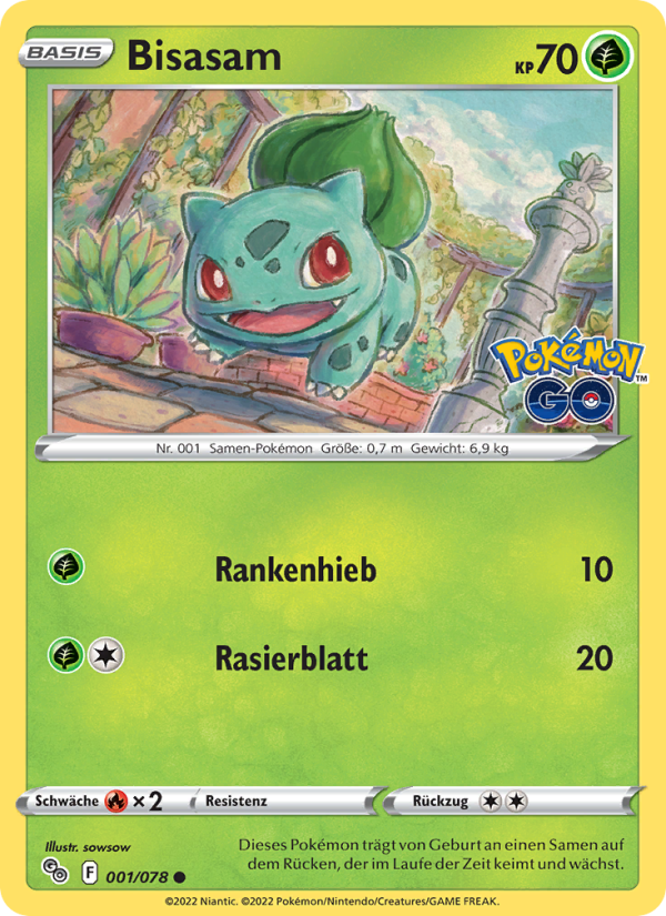 Bisasam 001 — Pokémon GO (German Pokémon TCG card)