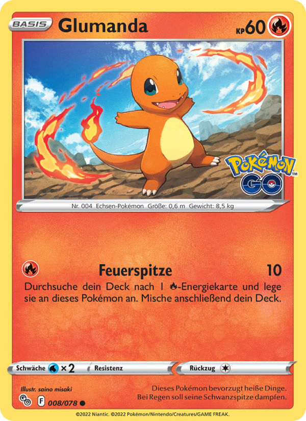 Glumanda 008 — Pokémon GO (German Pokémon TCG card)
