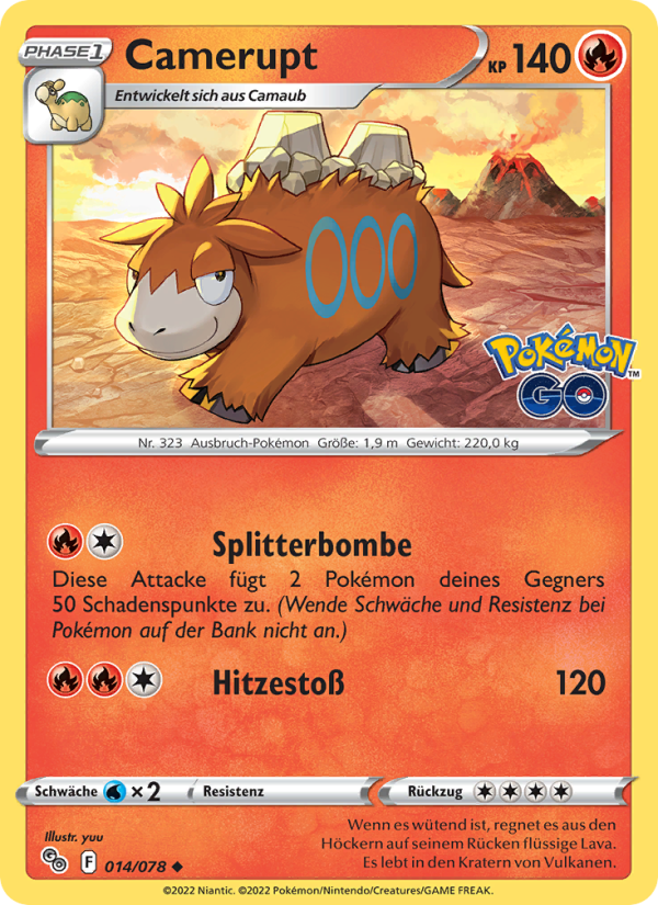 Camerupt 014 — Pokémon GO (German Pokémon TCG card)