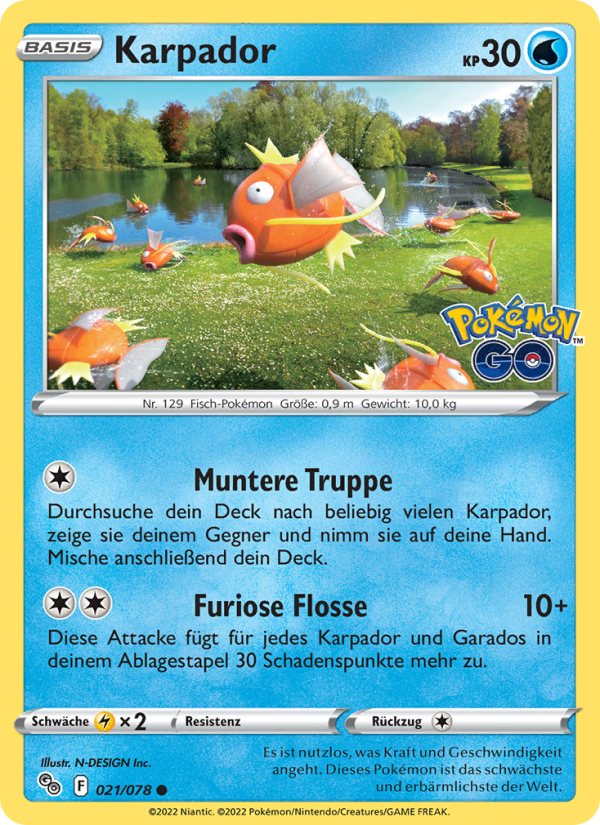 Karpador 021 — Pokémon GO (German Pokémon TCG card)
