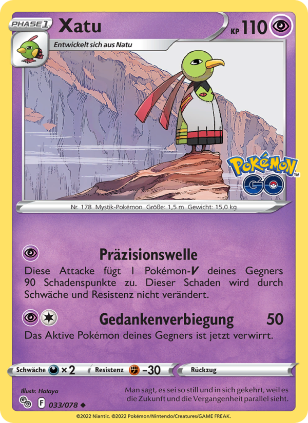 Xatu 033 — Pokémon GO (German Pokémon TCG card)