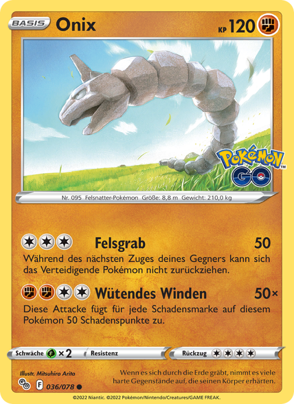 Onix 036 — Pokémon GO (German Pokémon TCG card)