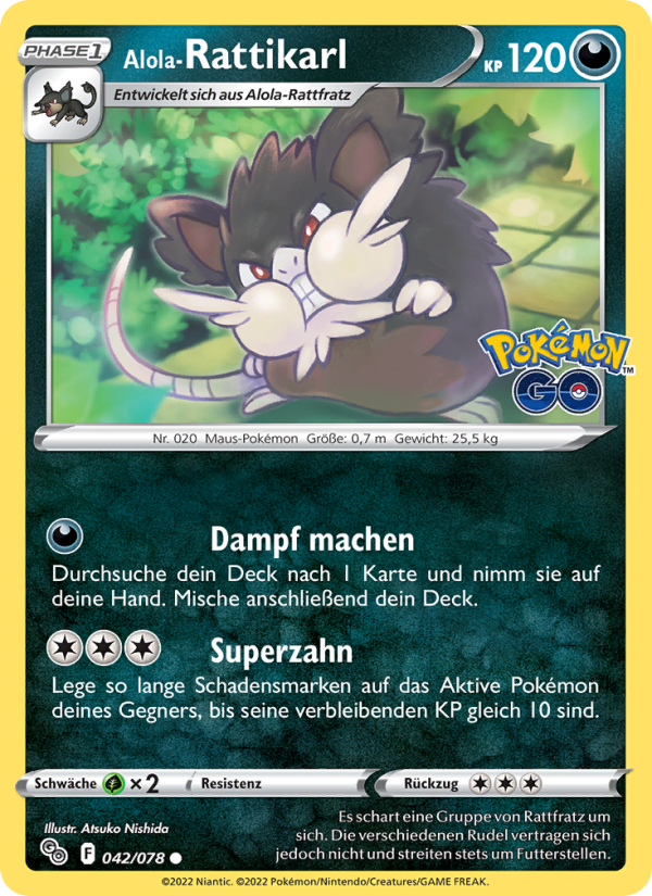 Alola-Rattikarl 042 — Pokémon GO (German Pokémon TCG card)