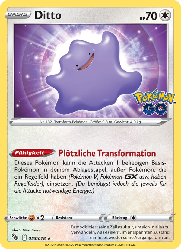 Ditto 053 — Pokémon GO (German Pokémon TCG card)