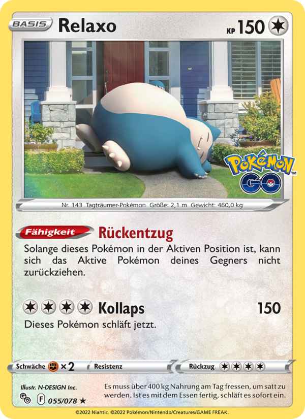 Relaxo 055 — Pokémon GO (German Pokémon TCG card)