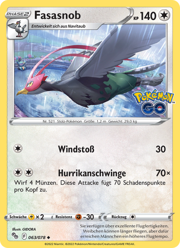 Fasasnob 063 — Pokémon GO (German Pokémon TCG card)