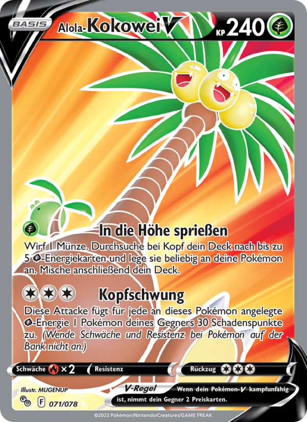 Alola-Kokowei V 071 — Pokémon GO (German Pokémon TCG card)