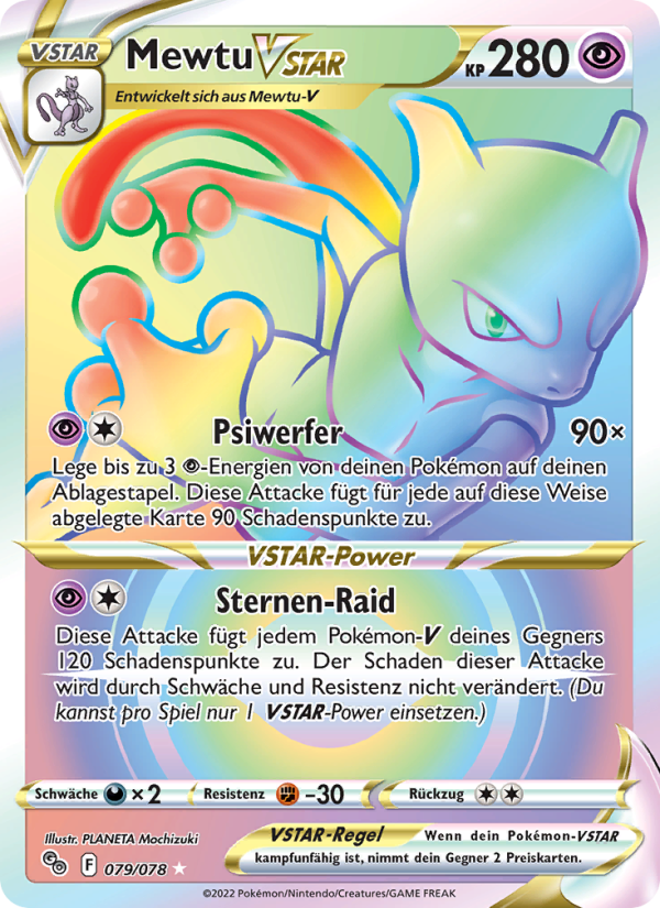 Mewtu VSTAR 079 — Pokémon GO (German Pokémon TCG card)