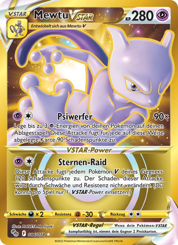 Mewtu VSTAR 086 — Pokémon GO (German Pokémon TCG card)