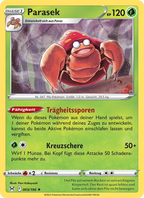 Parasek 005 — Lost Origin (German Pokémon TCG card)