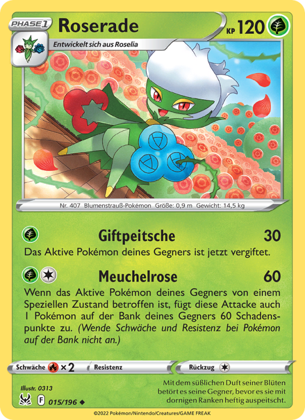Roserade 015 — Lost Origin (German Pokémon TCG card)