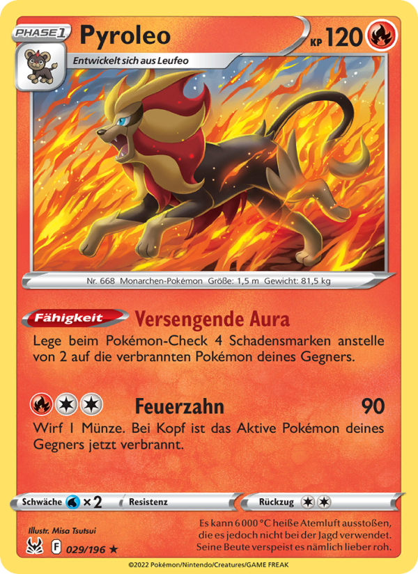 Pyroleo 029 — Lost Origin (German Pokémon TCG card)