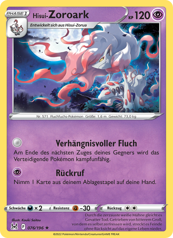 Hisui-Zoroark 076 — Lost Origin (German Pokémon TCG card)