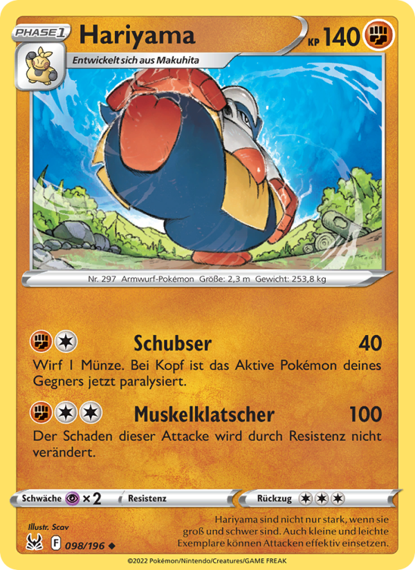 Hariyama 098 — Lost Origin (German Pokémon TCG card)