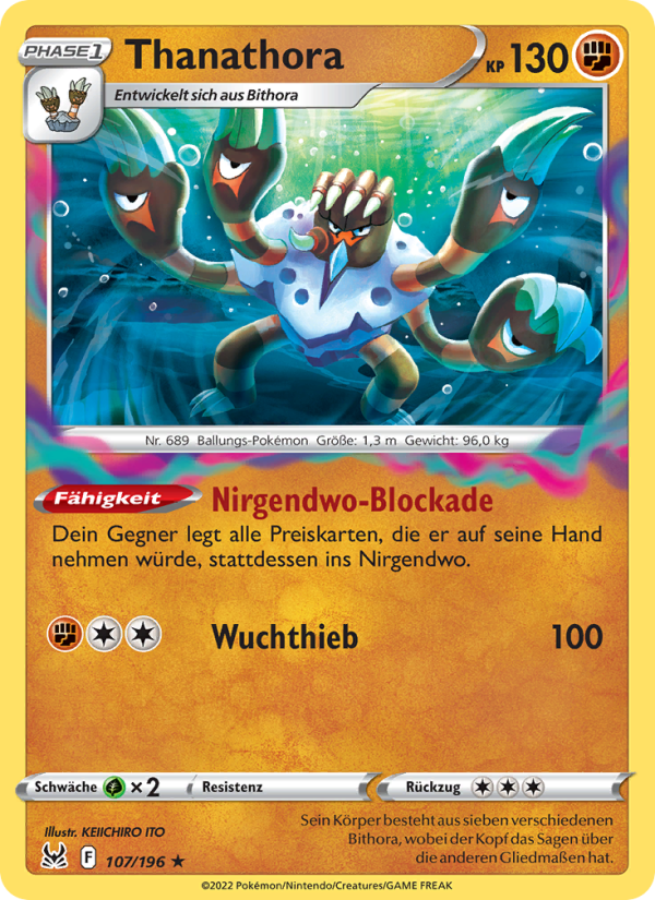 Thanathora 107 — Lost Origin (German Pokémon TCG card)