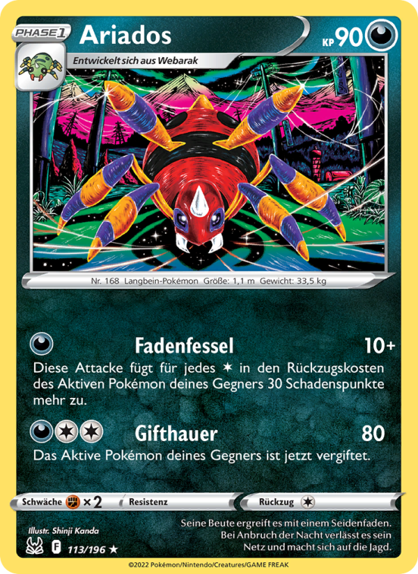 Ariados 113 — Lost Origin (German Pokémon TCG card)