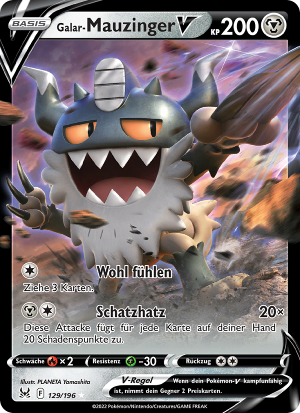 Galar-Mauzinger V 129 — Lost Origin (German Pokémon TCG card)