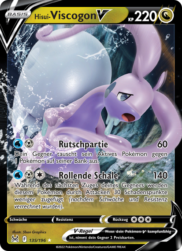 Hisui Viscogon-V 135 — Lost Origin (German Pokémon TCG card)
