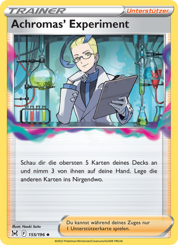 Achromas' Experiment 155 — Lost Origin (German Pokémon TCG card)