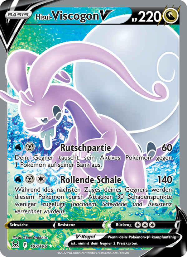 Hisui Viscogon-V 187 — Lost Origin (German Pokémon TCG card)