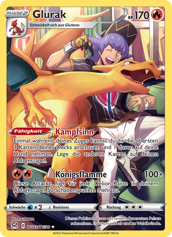 Glurak TG03 — Lost Origin (German Pokémon TCG card)