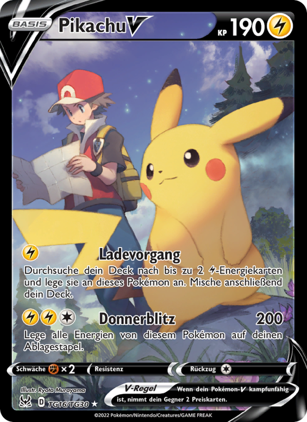 Pikachu V TG16 — Lost Origin (German Pokémon TCG card)