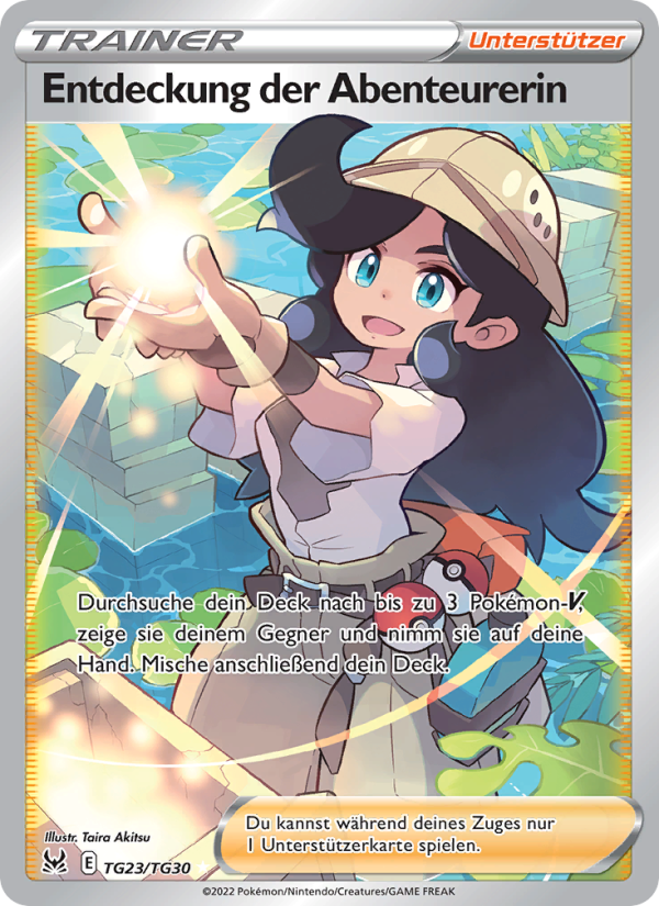 Entdeckung der Abenteurerin TG23 — Lost Origin (German Pokémon TCG card)