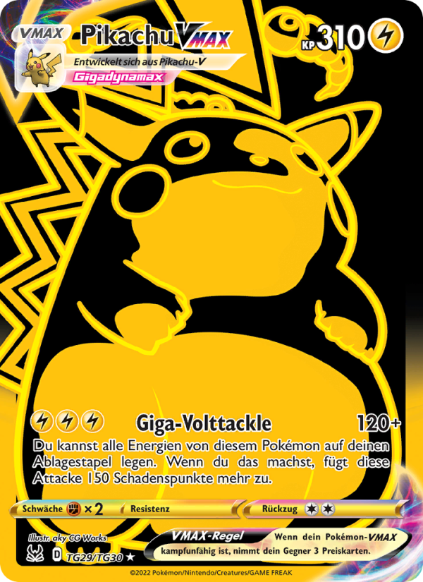 Pikachu VMAX TG29 — Lost Origin (German Pokémon TCG card)