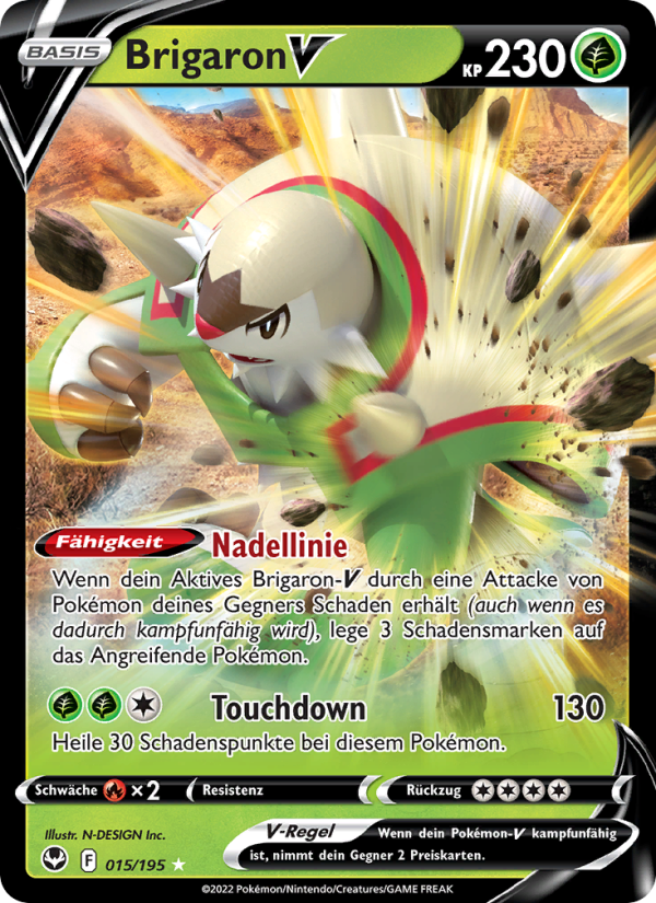Brigaron V 015 — Silver Tempest (German Pokémon TCG card)