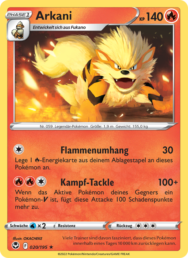 Arkani 020 — Silver Tempest (German Pokémon TCG card)