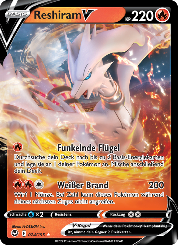 Reshiram V 024 — Silver Tempest (German Pokémon TCG card)