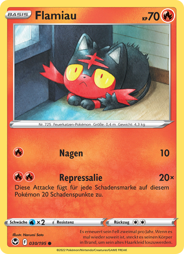 Flamiau 030 — Silver Tempest (German Pokémon TCG card)