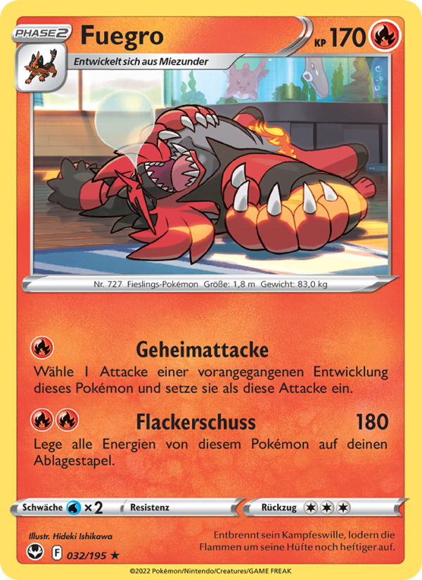 Fuegro 032 — Silver Tempest (German Pokémon TCG card)