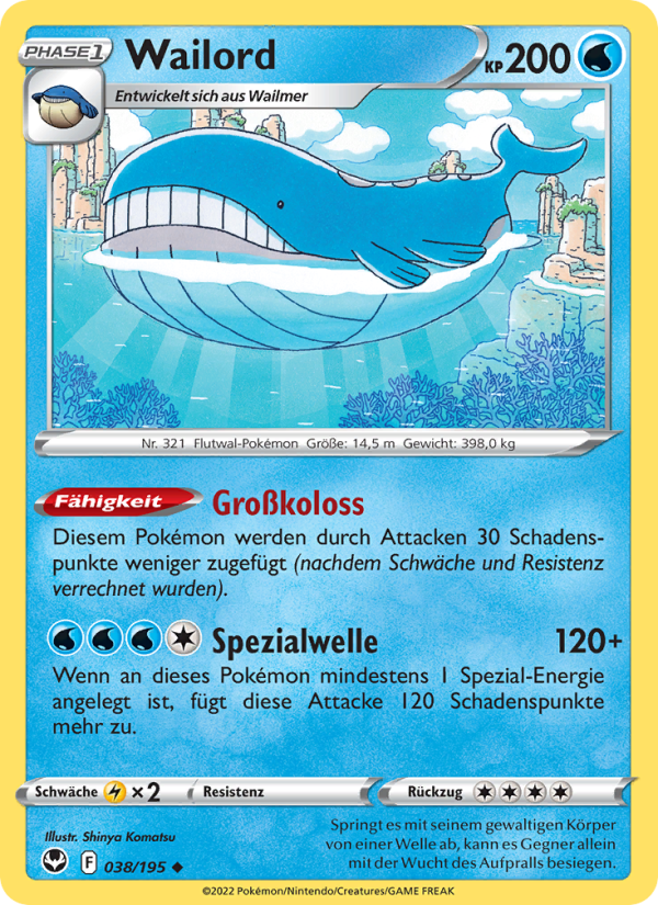 Wailord 038 — Silver Tempest (German Pokémon TCG card)