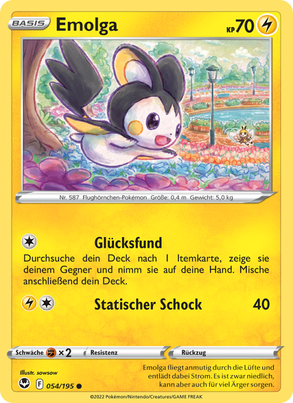 Emolga 054 — Silver Tempest (German Pokémon TCG card)