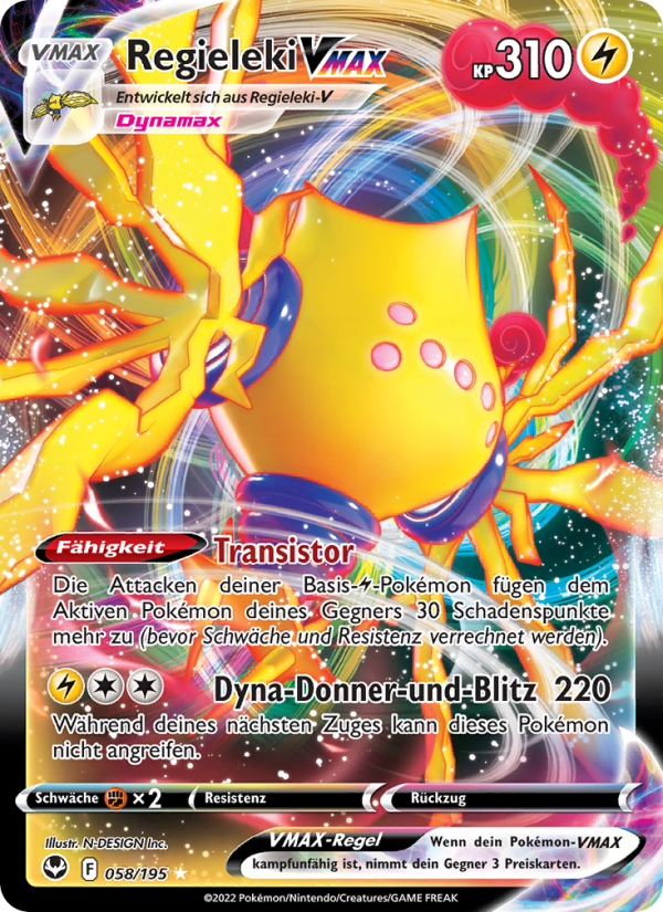 Regieleki VMAX 058 — Silver Tempest (German Pokémon TCG card)