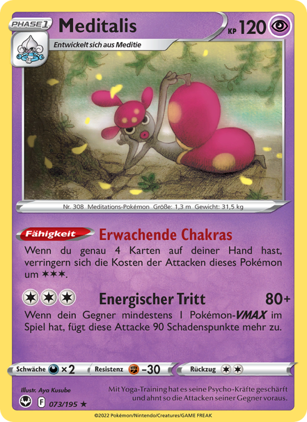 Meditalis 073 — Silver Tempest (German Pokémon TCG card)