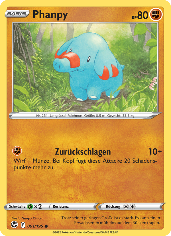 Phanpy 091 — Silver Tempest (German Pokémon TCG card)