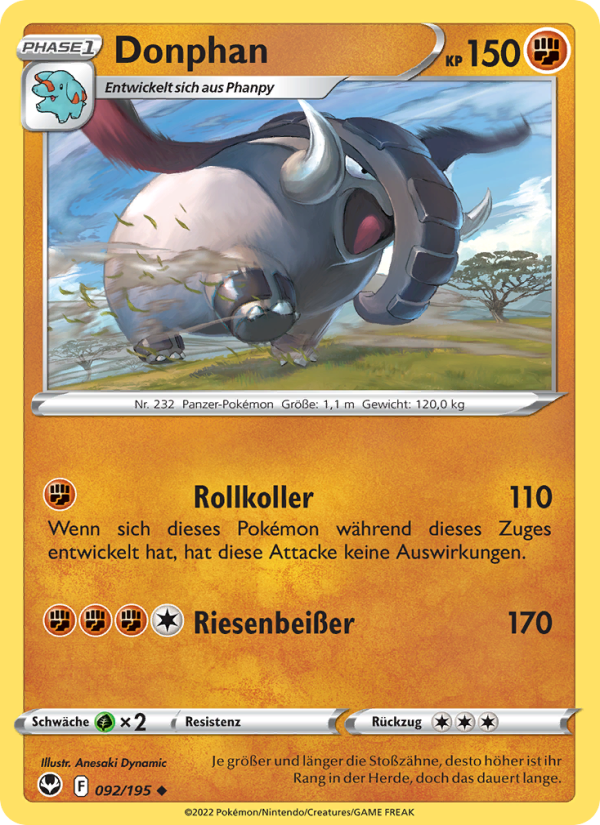 Donphan 092 — Silver Tempest (German Pokémon TCG card)