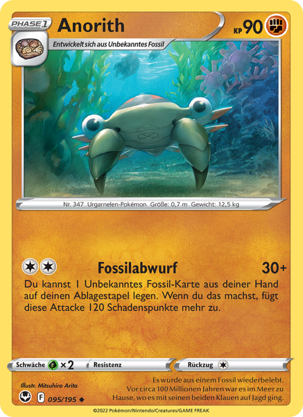 Anorith 095 — Silver Tempest (German Pokémon TCG card)