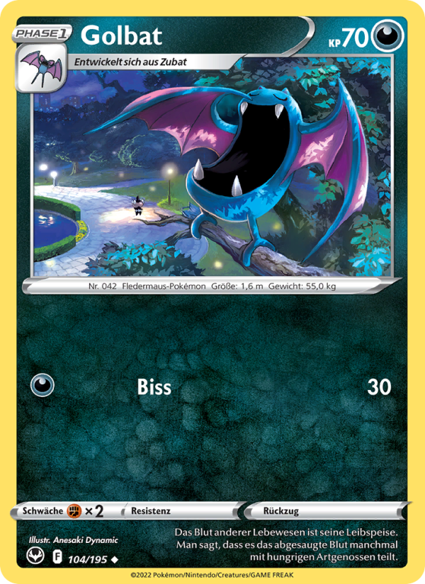 Golbat 104 — Silver Tempest (German Pokémon TCG card)