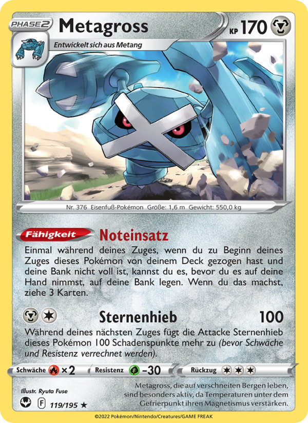 Metagross 119 — Silver Tempest (German Pokémon TCG card)