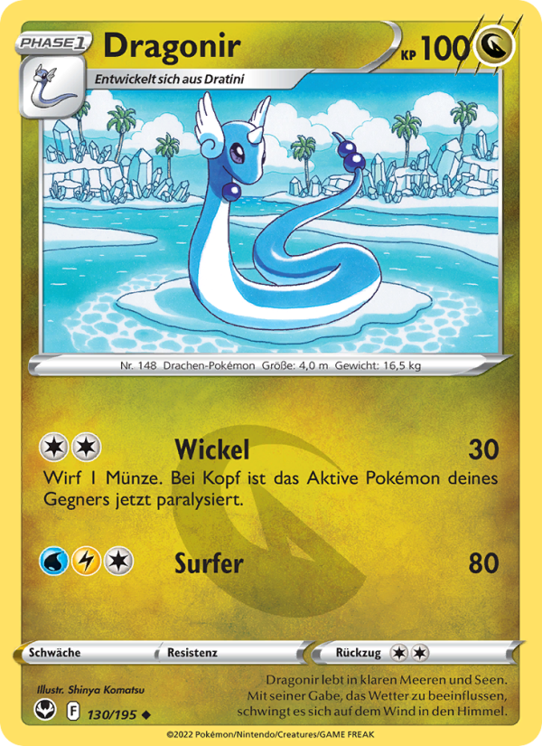 Dragonir 130 — Silver Tempest (German Pokémon TCG card)